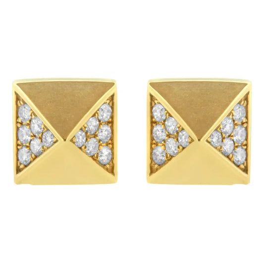 14k Yellow Gold 1/4 Cttw Diamond Pyramid Stud Earring (g-h Color Si1-si2 Clarity) - Fine Jewelry us Direct