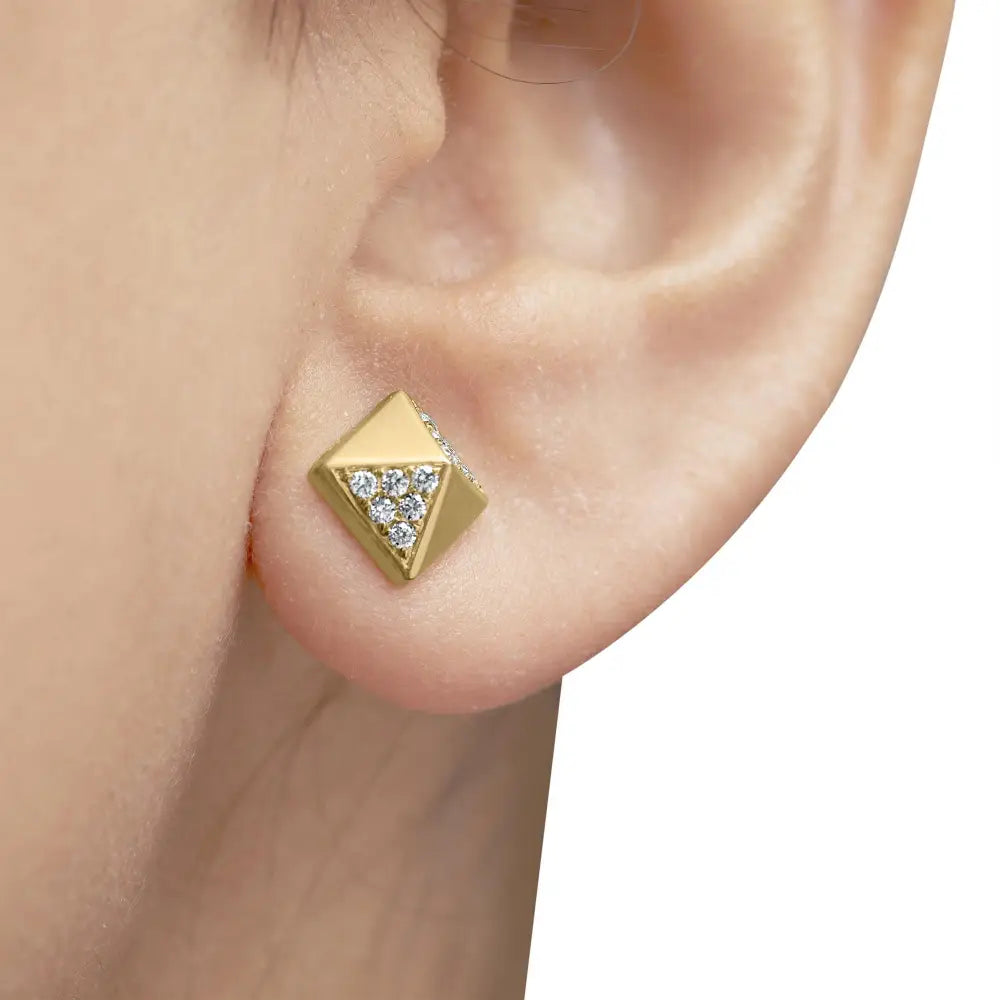 14k Yellow Gold 1/4 Cttw Diamond Pyramid Stud Earring (g-h Color Si1-si2 Clarity) - Fine Jewelry us Direct