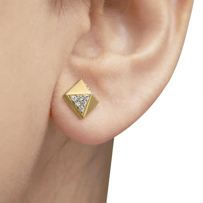 14k Yellow Gold 1/4 Cttw Diamond Pyramid Stud Earring (g-h Color Si1-si2 Clarity) - Fine Jewelry us Direct