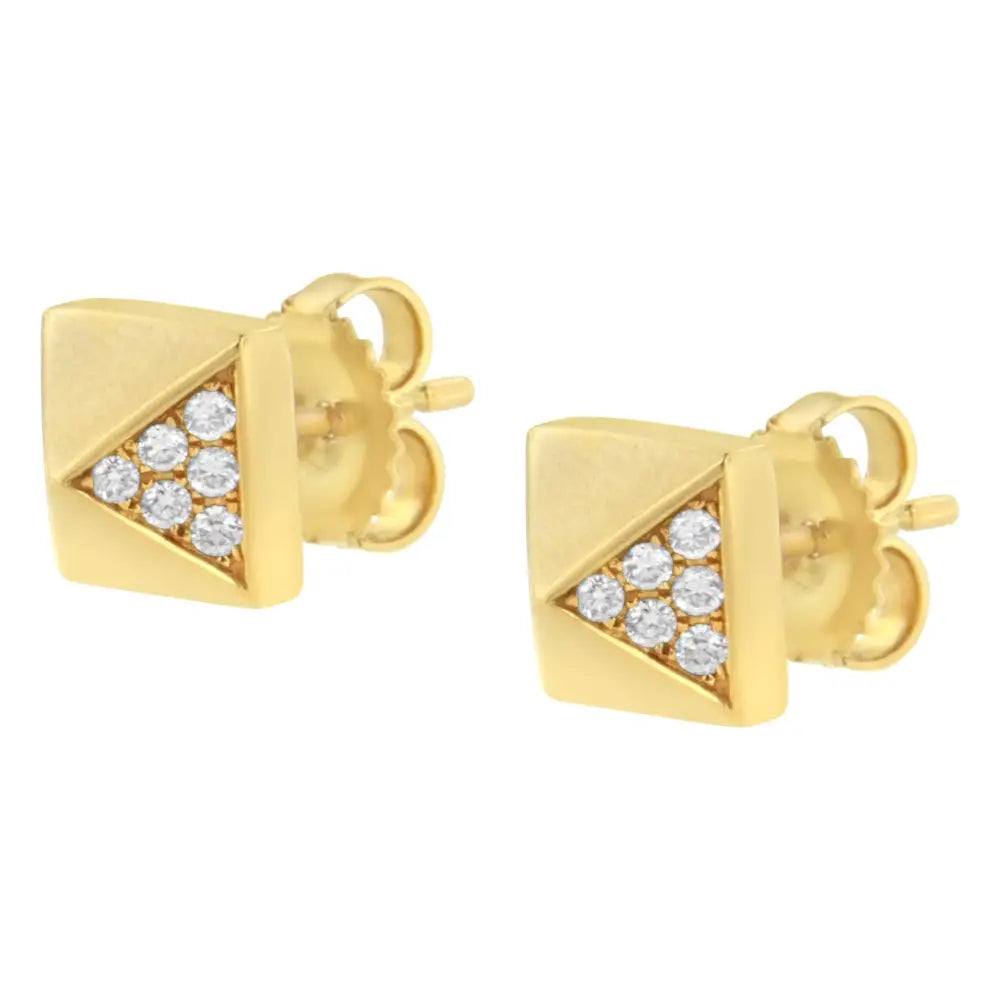 14k Yellow Gold 1/4 Cttw Diamond Pyramid Stud Earring (g-h Color Si1-si2 Clarity) - Fine Jewelry us Direct