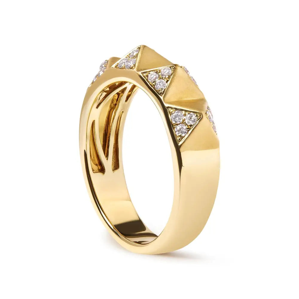 14k Yellow Gold 1/4 Cttw White Diamond Pyramid Band Ring (g-h Color Si1-si2 Clarity)- Size 7 - Fine Jewelry us Direct