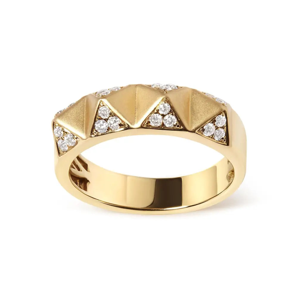 14k Yellow Gold 1/4 Cttw White Diamond Pyramid Band Ring (g-h Color Si1-si2 Clarity)- Size 7 - Fine Jewelry us Direct