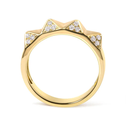 14k Yellow Gold 1/4 Cttw White Diamond Pyramid Band Ring (g-h Color Si1-si2 Clarity)- Size 7 - Fine Jewelry us Direct