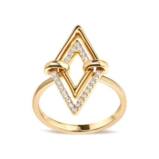 14k Yellow Gold 1/5 Cttw Diamond Double Triangle Ring (g-h Color Si1-si2 Clarity) - Size 7 - Fine Jewelry us Direct