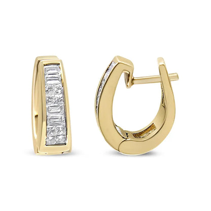 14k Yellow Gold 1 Cttw Baguette and Princess Cut Diamond Earrings (h-i Vs1-vs2) - Fine Jewelry us Direct