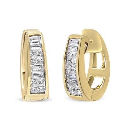 14k Yellow Gold 1 Cttw Baguette and Princess Cut Diamond Earrings (h-i Vs1-vs2) - Fine Jewelry us Direct