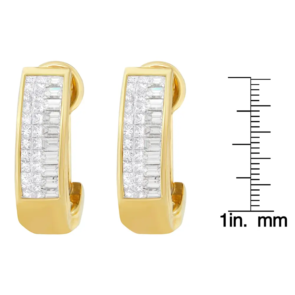 14k Yellow Gold 1 Cttw Baguette and Princess Cut Diamond Earrings (h-i Vs1-vs2) - Fine Jewelry us Direct