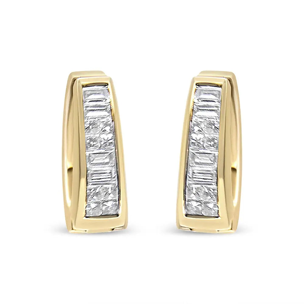 14k Yellow Gold 1 Cttw Baguette and Princess Cut Diamond Earrings (h-i Vs1-vs2) - Fine Jewelry us Direct