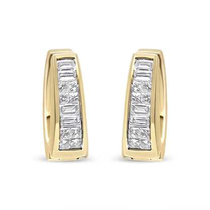 14k Yellow Gold 1 Cttw Baguette and Princess Cut Diamond Earrings (h-i Vs1-vs2) - Fine Jewelry us Direct