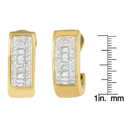 14k Yellow Gold 1 Cttw Diamond Princess and Baguette Earrings (h-i Si1-si2) - Fine Jewelry us Direct