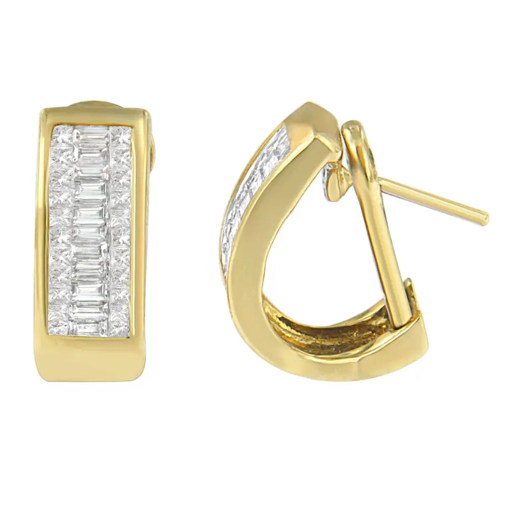 14k Yellow Gold 1 Cttw Diamond Princess and Baguette Earrings (h-i Si1-si2) - Fine Jewelry us Direct