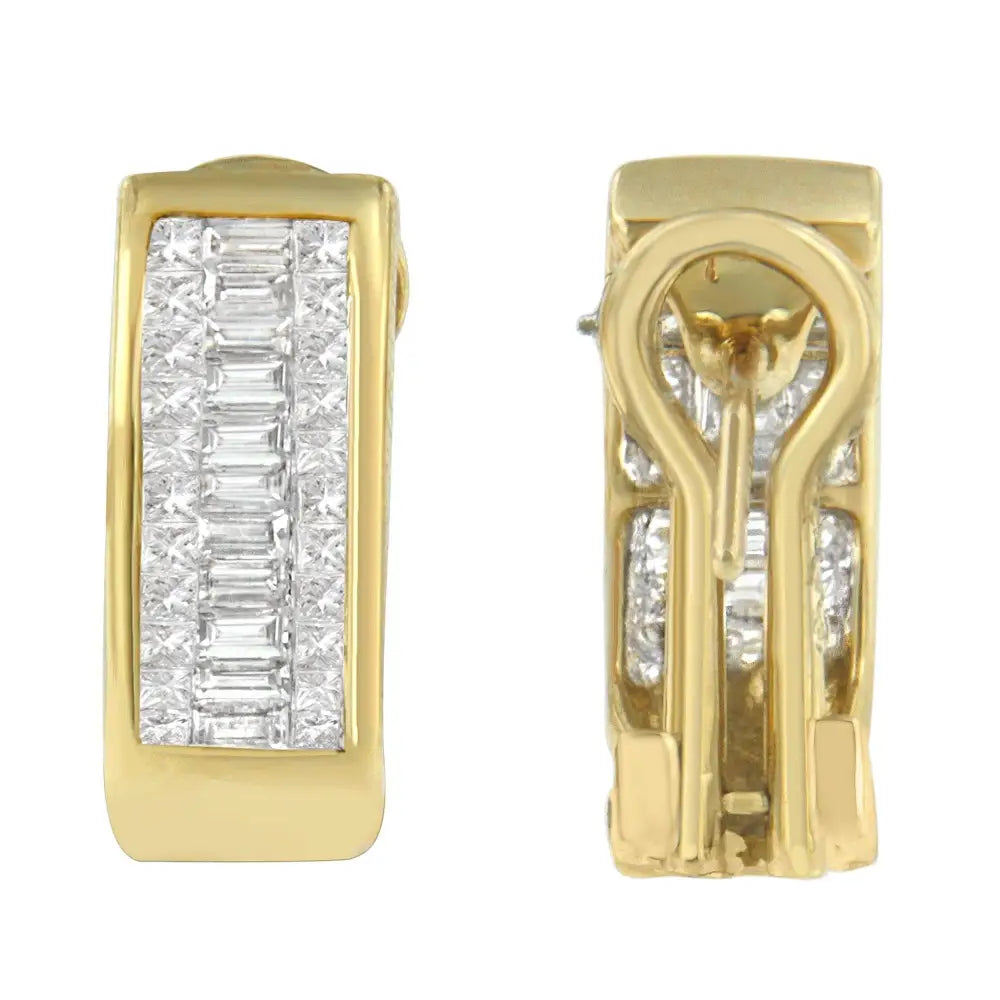 14k Yellow Gold 1 Cttw Diamond Princess and Baguette Earrings (h-i Si1-si2) - Fine Jewelry us Direct