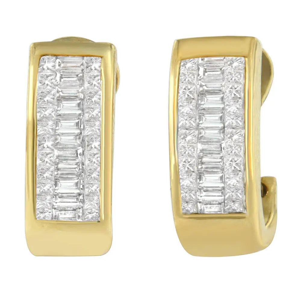 14k Yellow Gold 1 Cttw Diamond Princess and Baguette Earrings (h-i Si1-si2) - Fine Jewelry us Direct