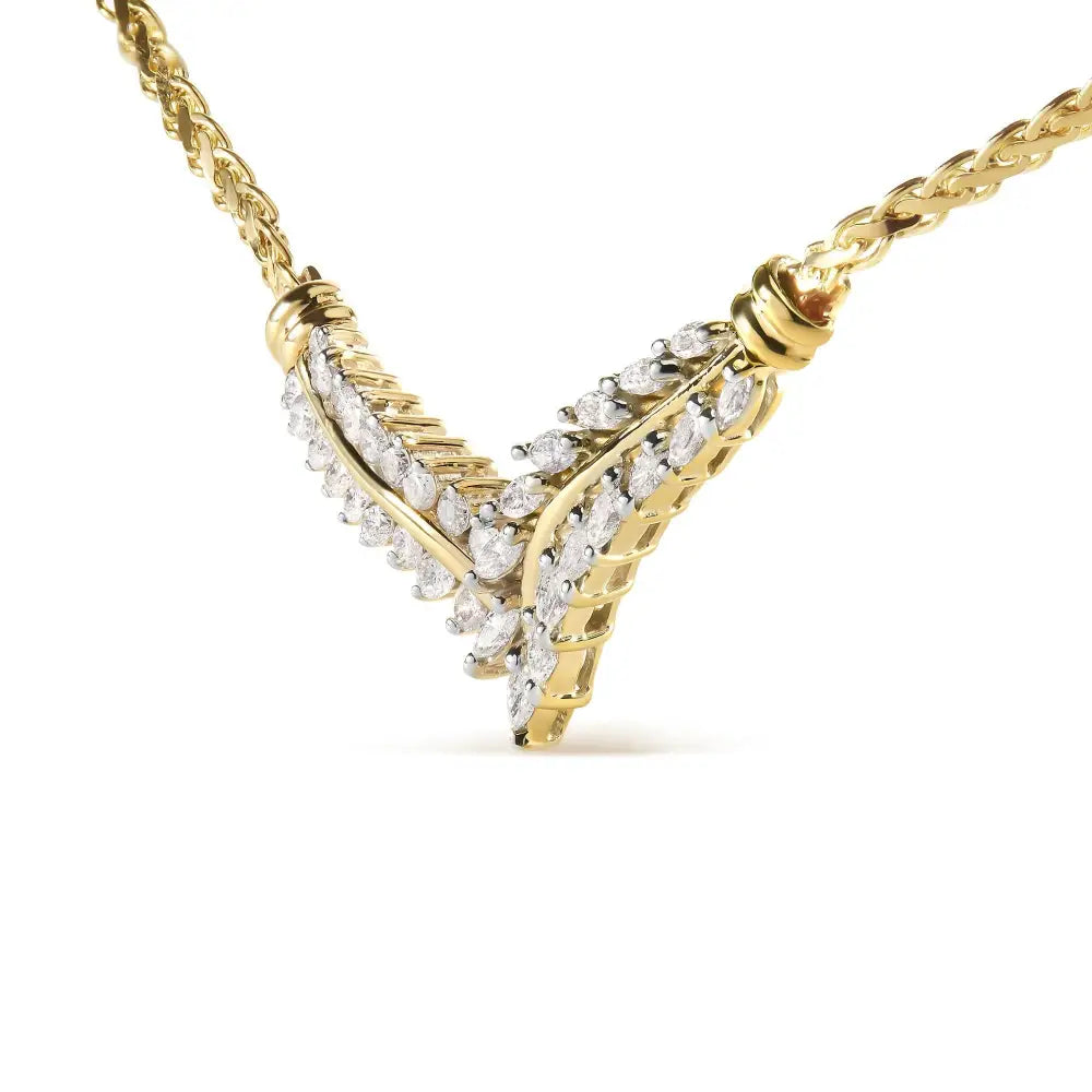 14k Yellow Gold 1 Cttw Diamond V’ Shape Pendant (h-i I1-i2) - Fine Jewelry us Direct