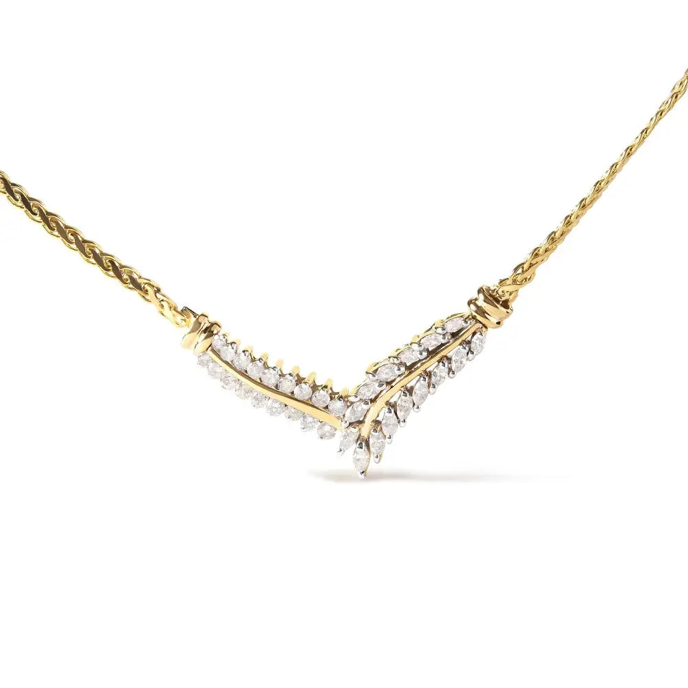 14k Yellow Gold 1 Cttw Diamond V’ Shape Pendant (h-i I1-i2) - Fine Jewelry us Direct