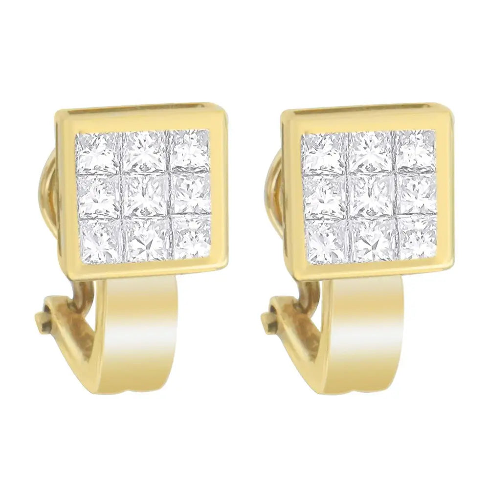 14k Yellow Gold 1 Cttw Princess Cut Diamond Composite Earrings (g-h Si2-i1) - Fine Jewelry us Direct