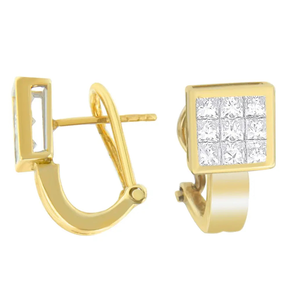 14k Yellow Gold 1 Cttw Princess Cut Diamond Composite Earrings (g-h Si2-i1) - Fine Jewelry us Direct