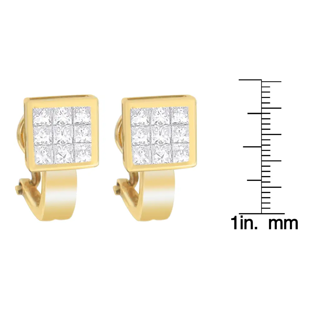 14k Yellow Gold 1 Cttw Princess Cut Diamond Composite Earrings (g-h Si2-i1) - Fine Jewelry us Direct