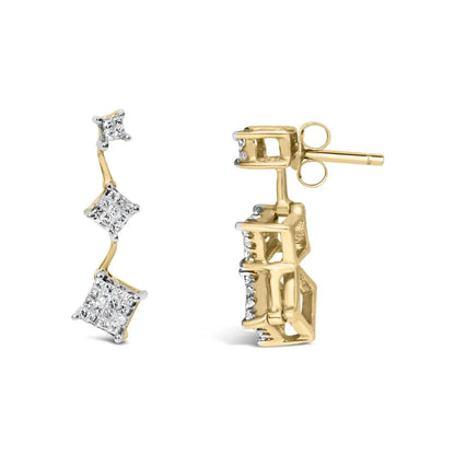 14k Yellow Gold 1 Cttw Princess Cut Diamond Earrings (h-i Si1-si2) - Fine Jewelry us Direct