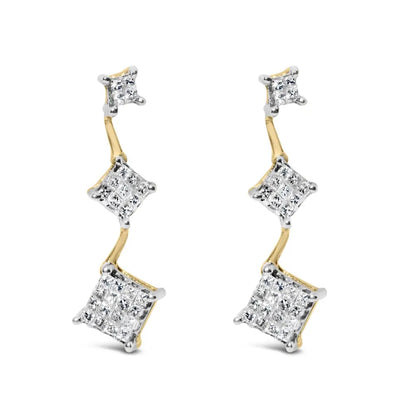 14k Yellow Gold 1 Cttw Princess Cut Diamond Earrings (h-i Si1-si2) - Fine Jewelry us Direct