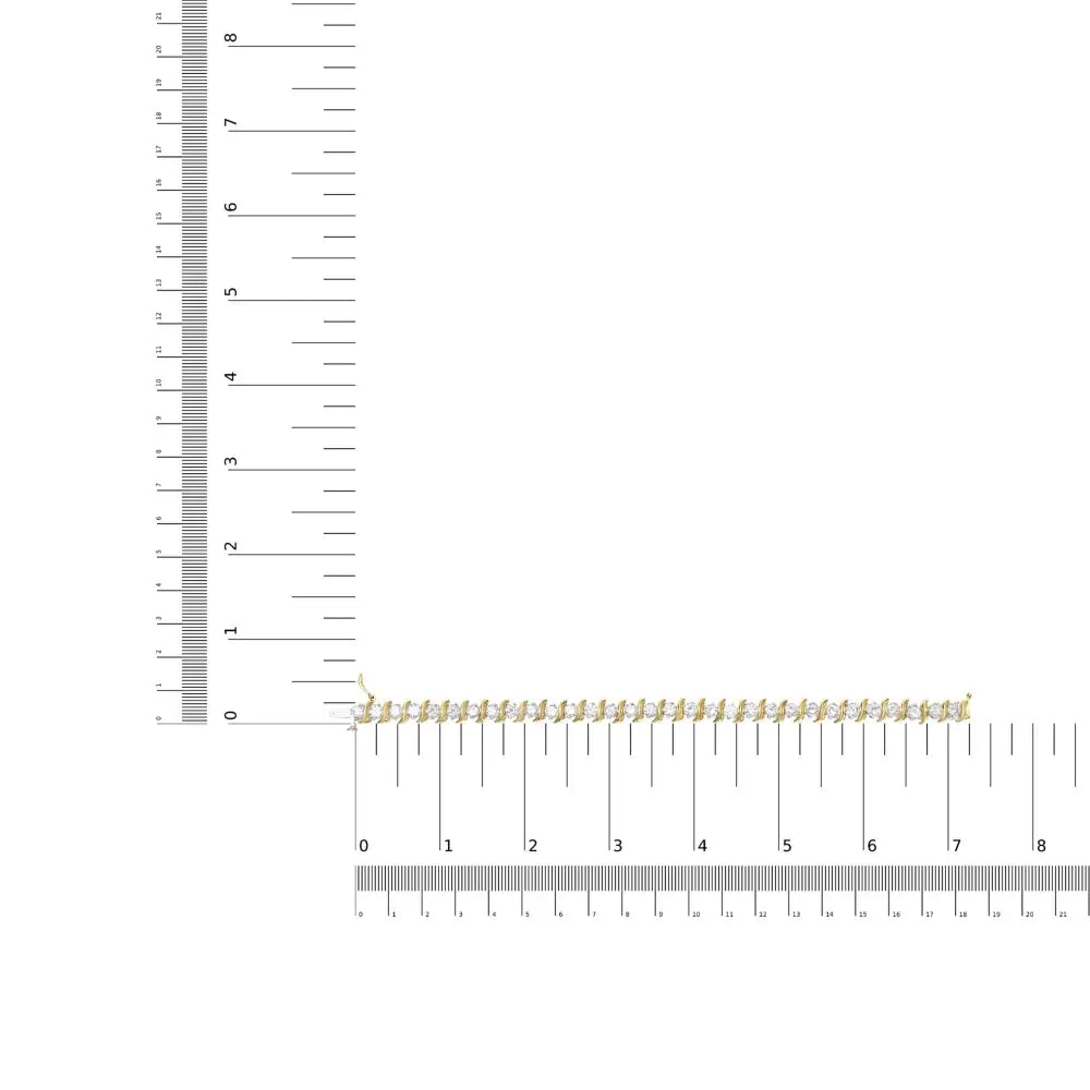 14k Yellow Gold 10.0 Cttw 2-prong Set Round Cut Diamond S-link Bracelet (j-k Color Si2-i1 Clarity) -7.5’’ Inches
