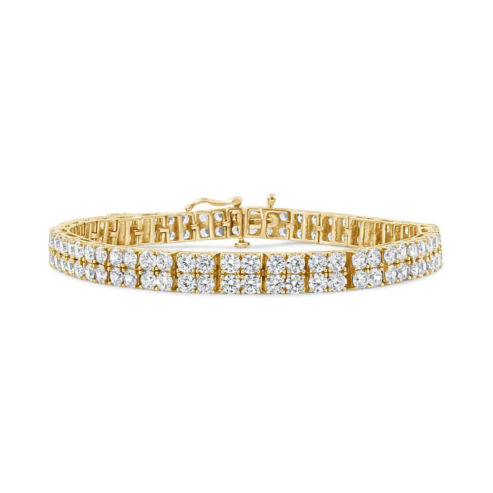 14k Yellow Gold 10.0 Cttw Diamond 2 Row Tennis Bracelet (l-m Color I2-i3 Clarity) - Size 7.25 Inches - Fine Jewelry