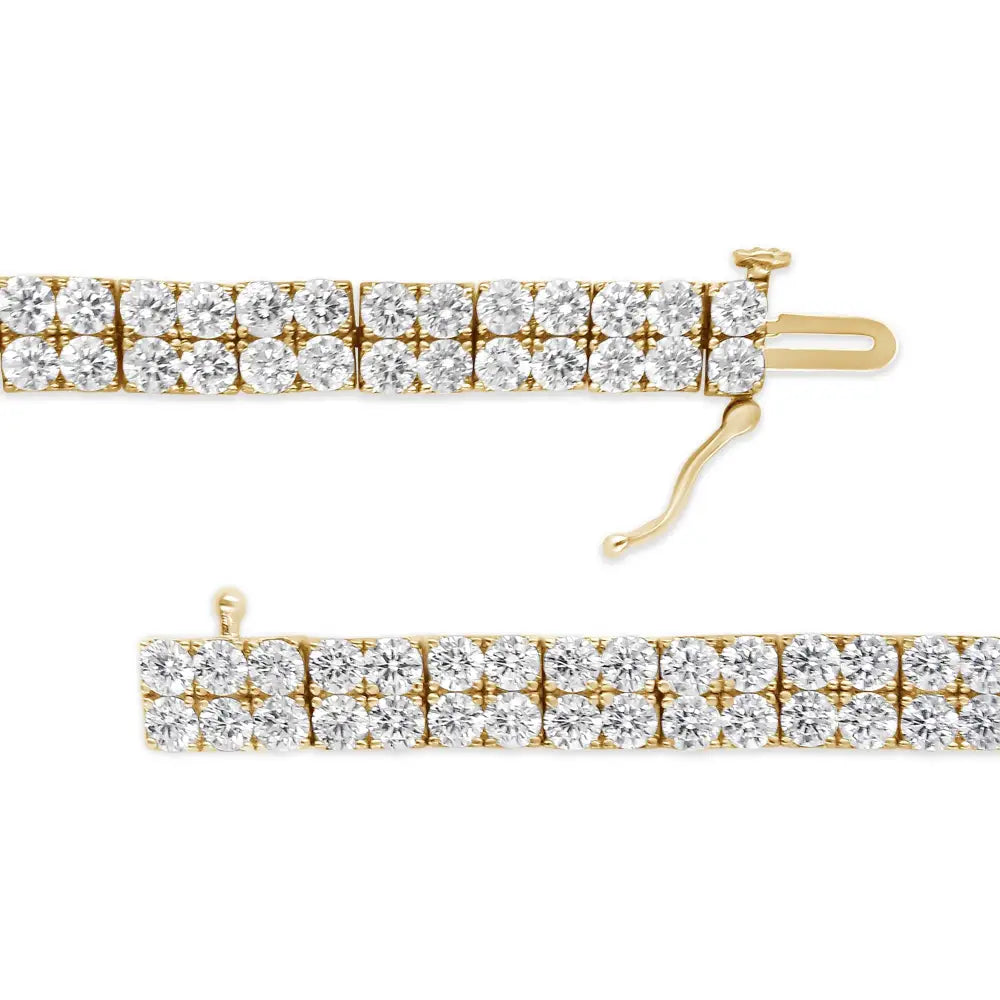 14k Yellow Gold 10.0 Cttw Diamond 2 Row Tennis Bracelet (l-m Color I2-i3 Clarity) - Size 7.25 Inches - Fine Jewelry