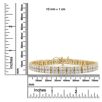 14k Yellow Gold 10.0 Cttw Diamond 2 Row Tennis Bracelet (l-m Color I2-i3 Clarity) - Size 7.25 Inches - Fine Jewelry