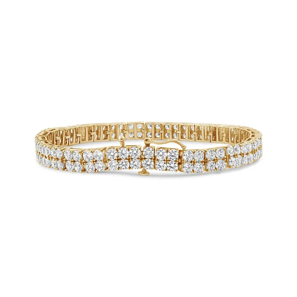 14k Yellow Gold 10.0 Cttw Diamond 2 Row Tennis Bracelet (l-m Color I2-i3 Clarity) - Size 7.25 Inches - Fine Jewelry