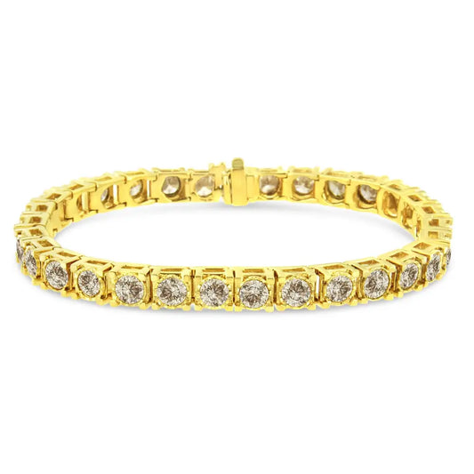 14k Yellow Gold 10.0 Cttw Round-brilliant Diamond Classic 7’’ Tennis Bracelet (j-k Color I1-i2 Clarity) - Fine