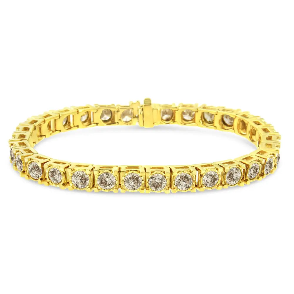 14k Yellow Gold 10.0 Cttw Round-brilliant Diamond Classic 7’’ Tennis Bracelet (j-k Color I1-i2 Clarity) - Fine