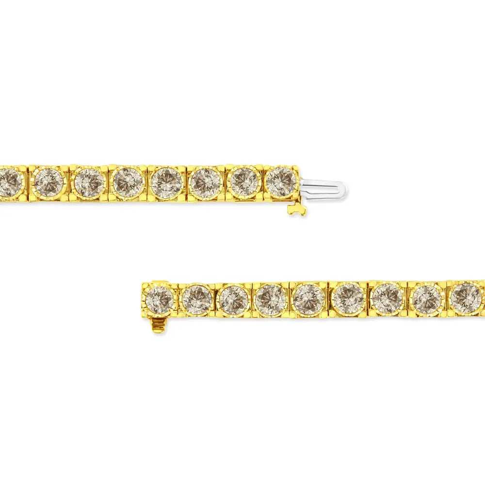 14k Yellow Gold 10.0 Cttw Round-brilliant Diamond Classic 7’’ Tennis Bracelet (j-k Color I1-i2 Clarity) - Fine