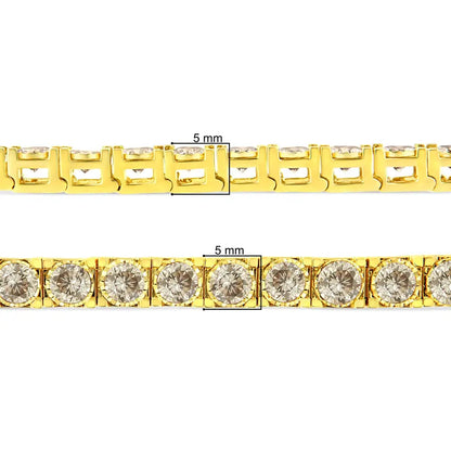 14k Yellow Gold 10.0 Cttw Round-brilliant Diamond Classic 7’’ Tennis Bracelet (j-k Color I1-i2 Clarity) - Fine