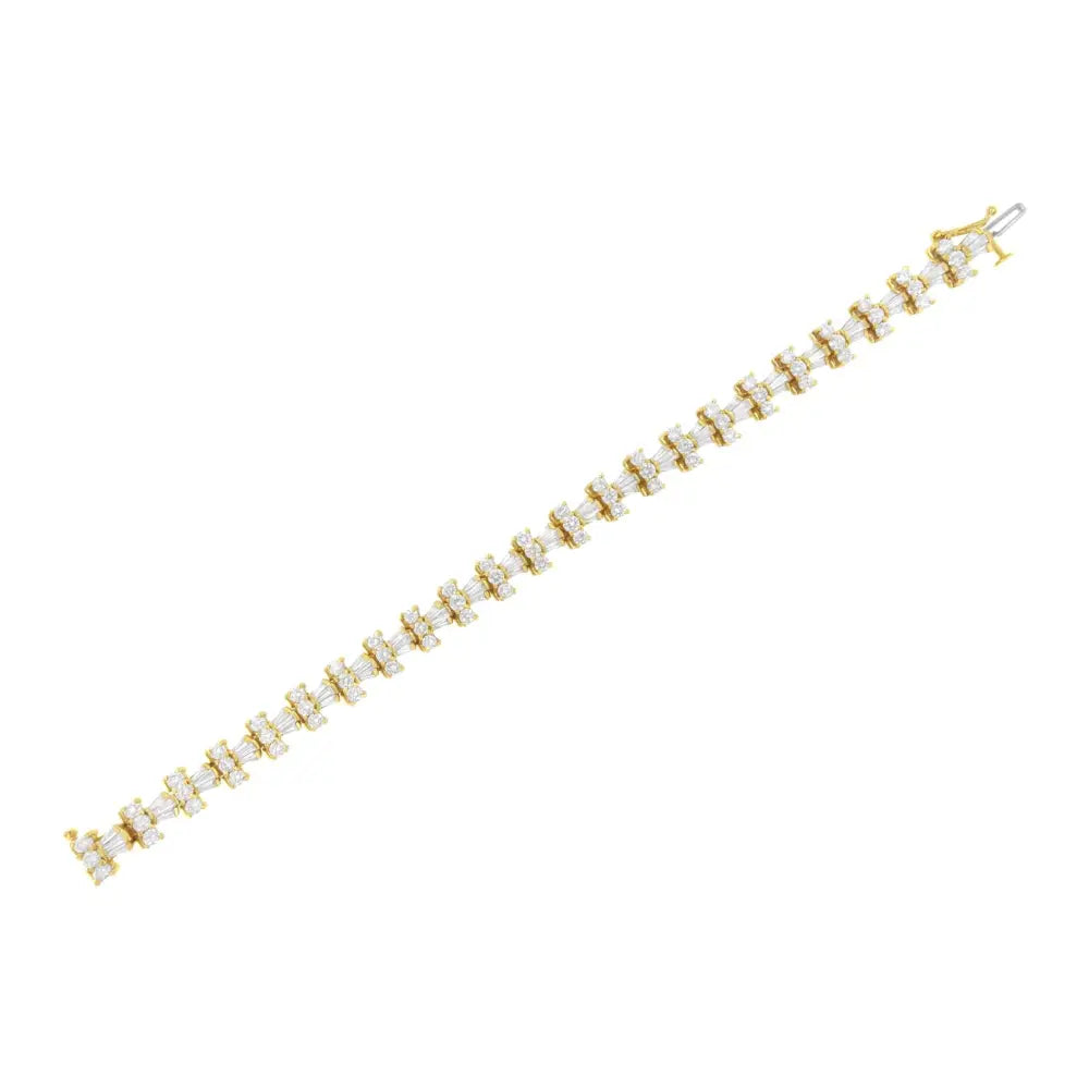 14k Yellow Gold 10 1/2 Cttw Diamond Tapered Baguette Sunburst Link Bracelet (h-i Color Si1-si2 Clarity) - Size