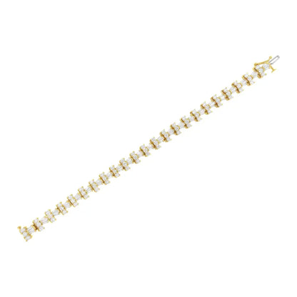 14k Yellow Gold 10 1/2 Cttw Diamond Tapered Baguette Sunburst Link Bracelet (h-i Color Si1-si2 Clarity) - Size