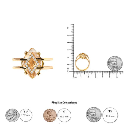 14k Yellow Gold 15x15 Mm Marquise Cut Topaz and Diamond Accent Statement Cocktail Ring (g-h Color Si1-si2 Clarity)