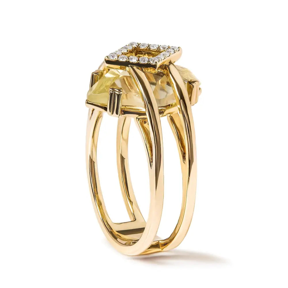 14k Yellow Gold 15x15 Mm Marquise Cut Topaz and Diamond Accent Statement Cocktail Ring (g-h Color Si1-si2 Clarity)