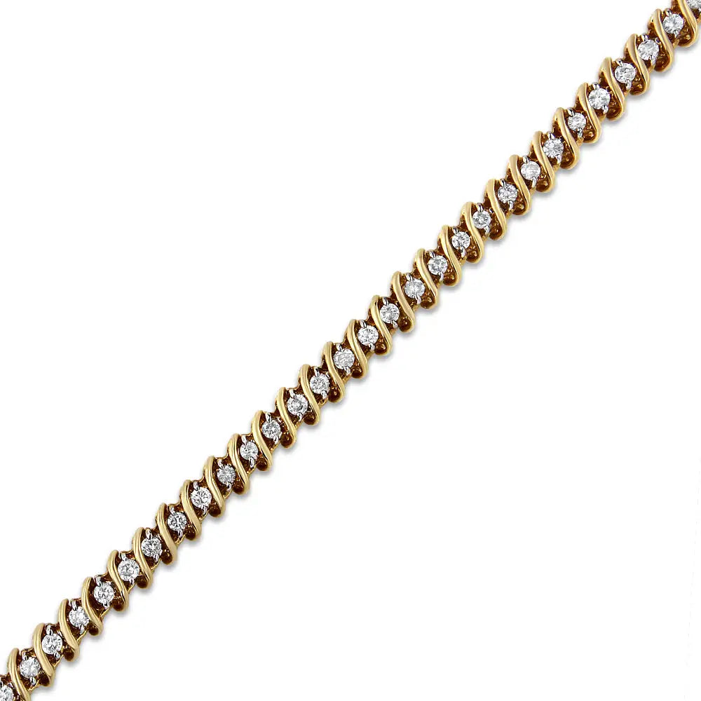 14k Yellow Gold 2.0 Cttw Prong Set Round Brilliant Diamond s Link Tennis Bracelet (i-j Color I1-i2 Clarity) - 7’’