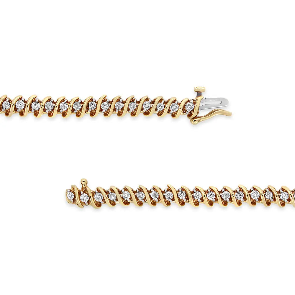 14k Yellow Gold 2.0 Cttw Prong Set Round Brilliant Diamond s Link Tennis Bracelet (i-j Color I1-i2 Clarity) - 7’’