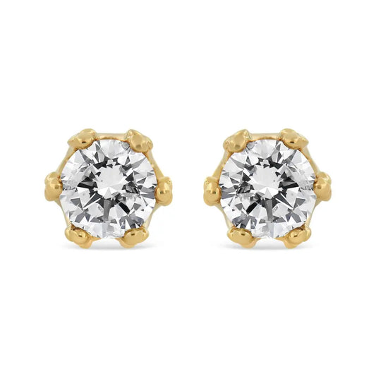 14k Yellow Gold 2.0 Cttw Round Diamond Crown Stud Earrings (i-j Color I1-i2 Clarity) - Fine Jewelry us Direct