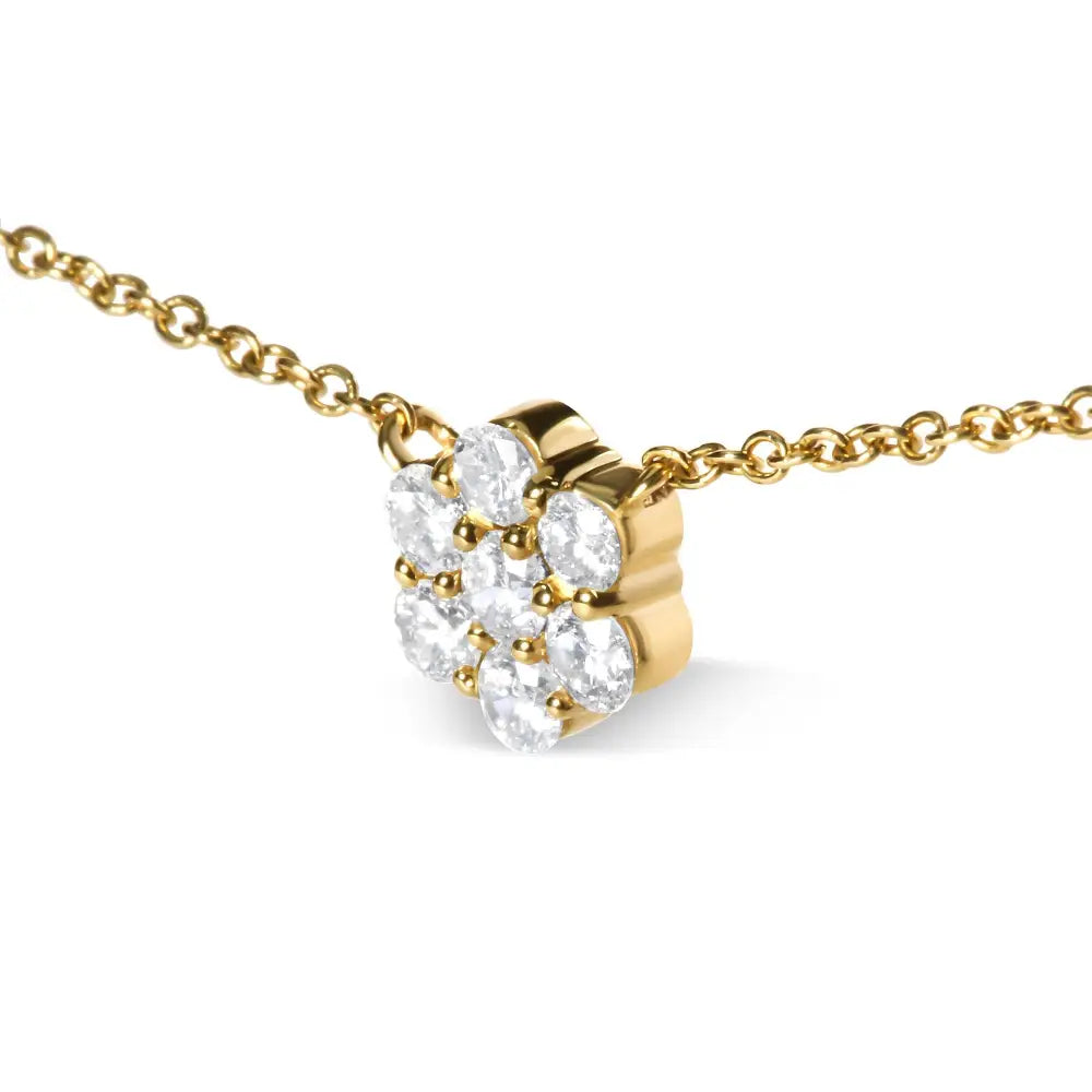 14k Yellow Gold 2.00 Cttw Diamond Cluster 18’’ Station Necklace (i-j Color I1-i2 Clarity) - Fine Jewelry us Direct