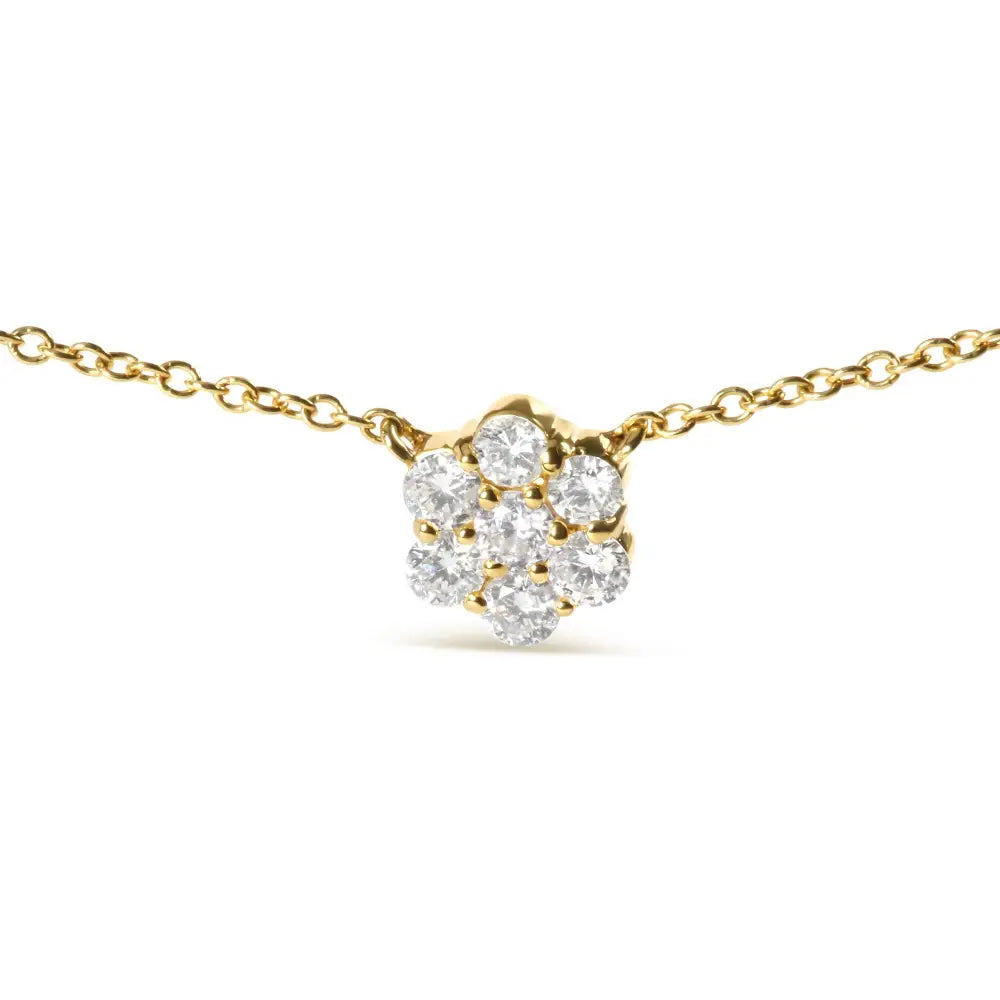 14k Yellow Gold 2.00 Cttw Diamond Cluster 18’’ Station Necklace (i-j Color I1-i2 Clarity) - Fine Jewelry us Direct