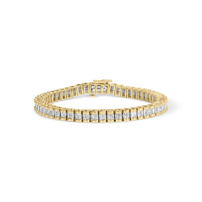 14k Yellow Gold 2.00 Cttw Princess-cut Diamond Classic Link 7’’ Bracelet (i-j Color I1-i2 Clarity) - Fine Jewelry