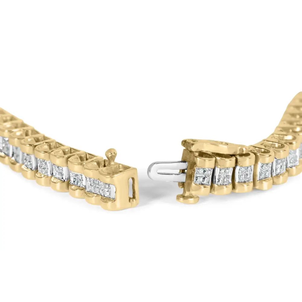 14k Yellow Gold 2.00 Cttw Princess-cut Diamond Classic Link 7’’ Bracelet (i-j Color I1-i2 Clarity) - Fine Jewelry