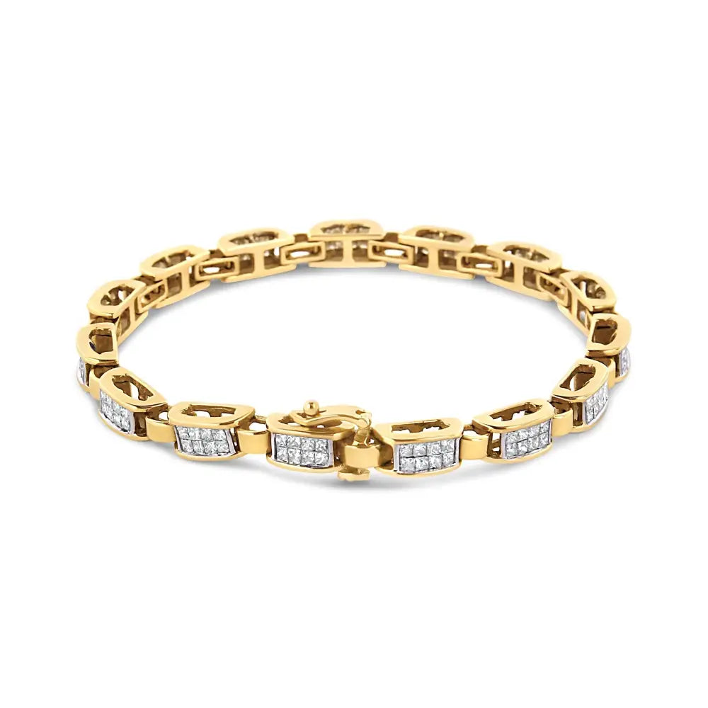 14k Yellow Gold 2 1/2 Cttw Princess-cut Diamond Link Tennis Bracelet (h-i Color Si2-i1 Clarity) - 7.25’’ - Fine