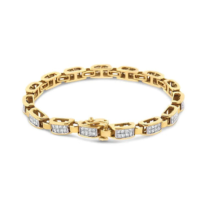 14k Yellow Gold 2 1/2 Cttw Princess-cut Diamond Link Tennis Bracelet (h-i Color Si2-i1 Clarity) - 7.25’’ - Fine