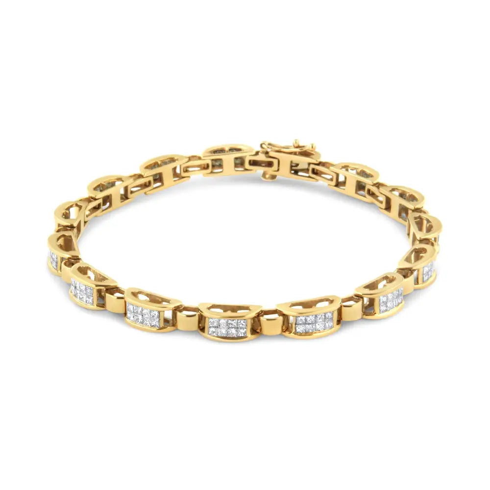 14k Yellow Gold 2 1/2 Cttw Princess-cut Diamond Link Tennis Bracelet (h-i Color Si2-i1 Clarity) - 7.25’’ - Fine