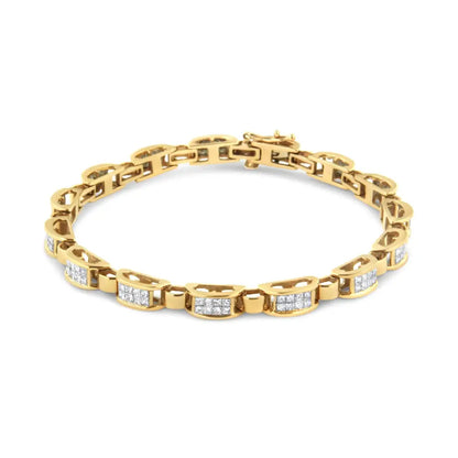 14k Yellow Gold 2 1/2 Cttw Princess-cut Diamond Link Tennis Bracelet (h-i Color Si2-i1 Clarity) - 7.25’’ - Fine