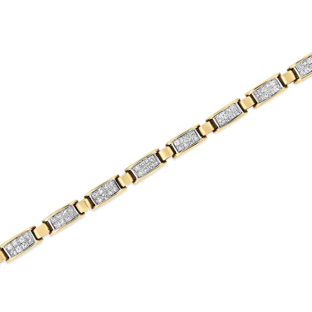 14k Yellow Gold 2 1/2 Cttw Princess-cut Diamond Link Tennis Bracelet (h-i Color Si2-i1 Clarity) - 7.25’’ - Fine