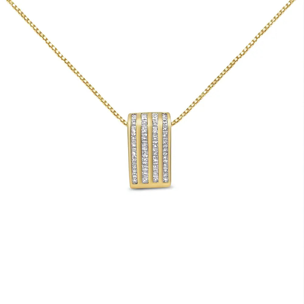 14k Yellow Gold 2 1/3 Cttw Princess Cut Diamond Block Pendant Necklace (h-i Si1-si2) - Fine Jewelry us Direct